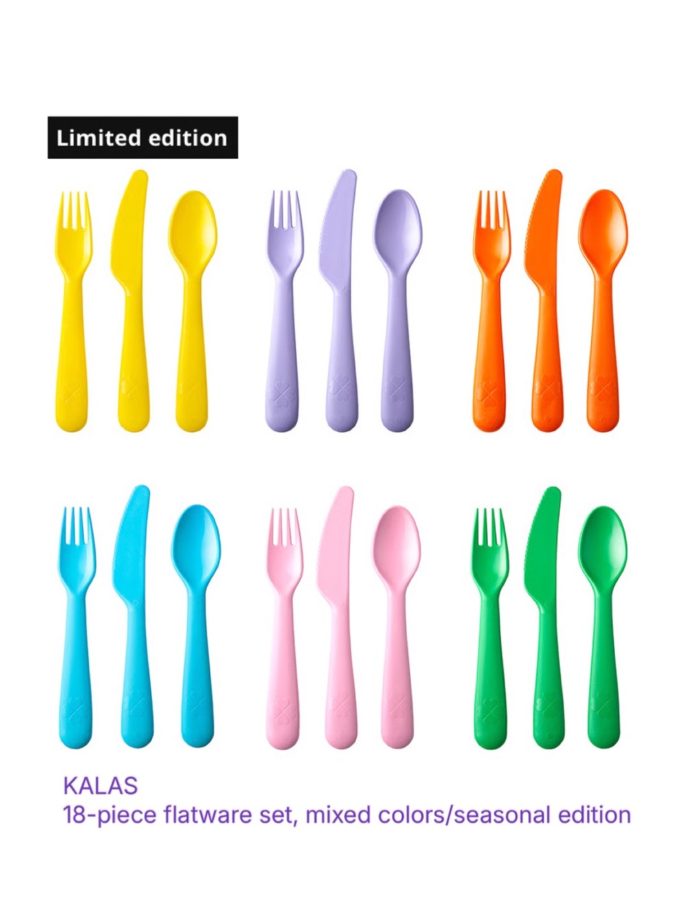 Assorted Color Plastic Cutlery Set - Multipack Party Utensils